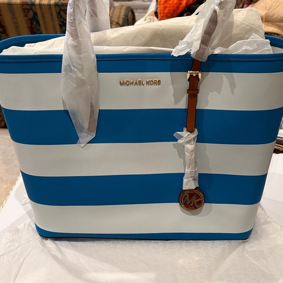 Michael Kors Bold Blue and White Tote